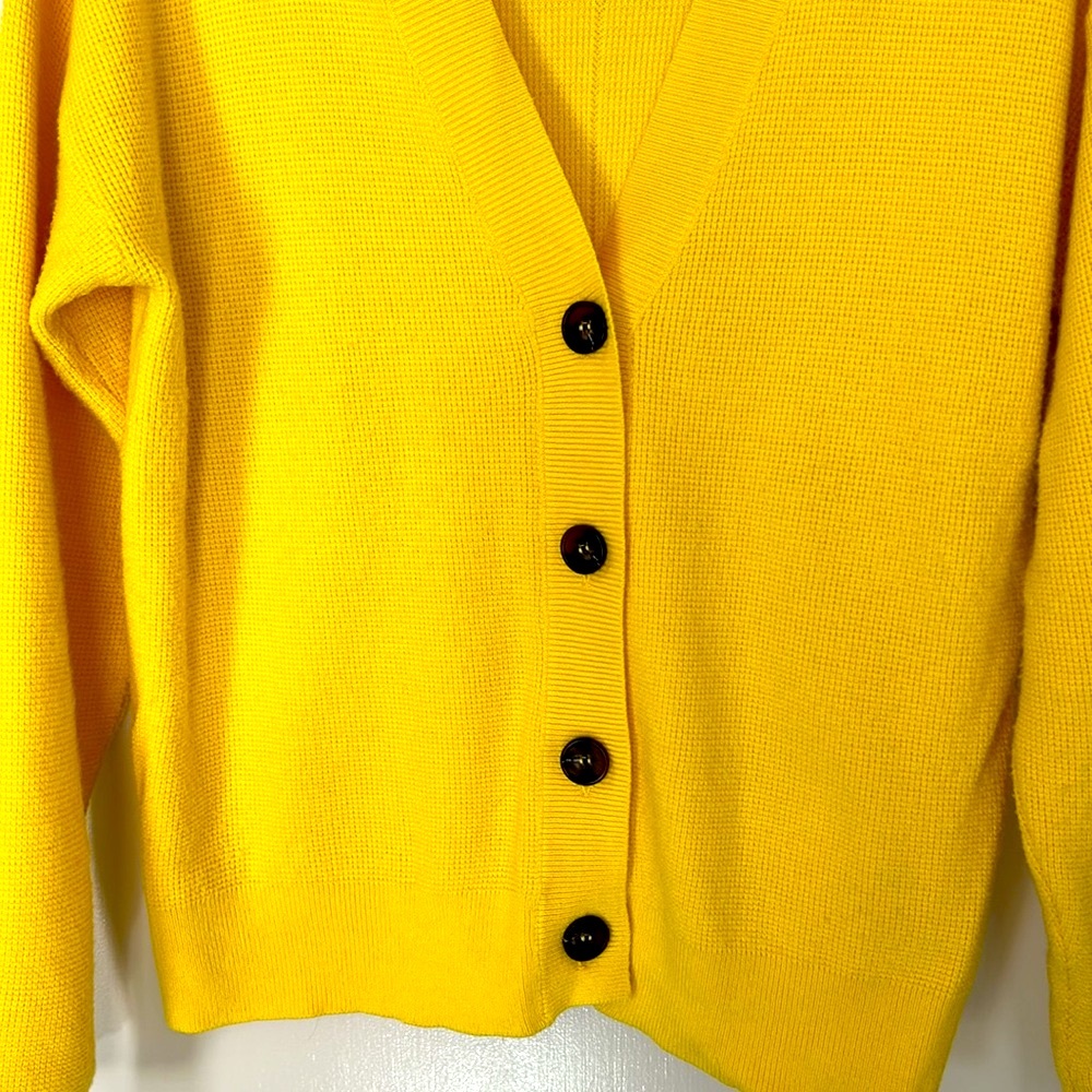 Zenana yellow / gold cotton cardigan sweater, size M - Picture 7 of 9